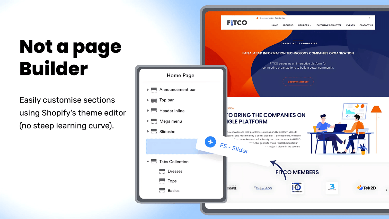 Add custom sections to Shopify theme — no page builder needed