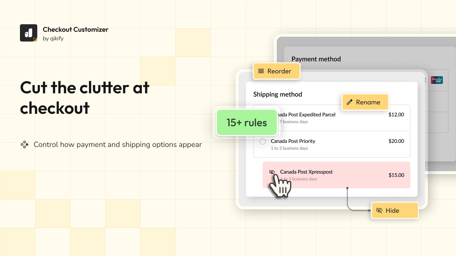display rules on checkout