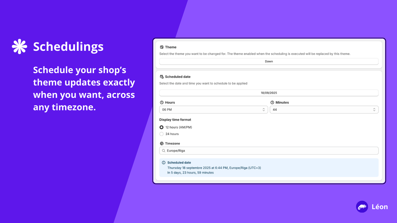 Automate theme publishing with full timezone support