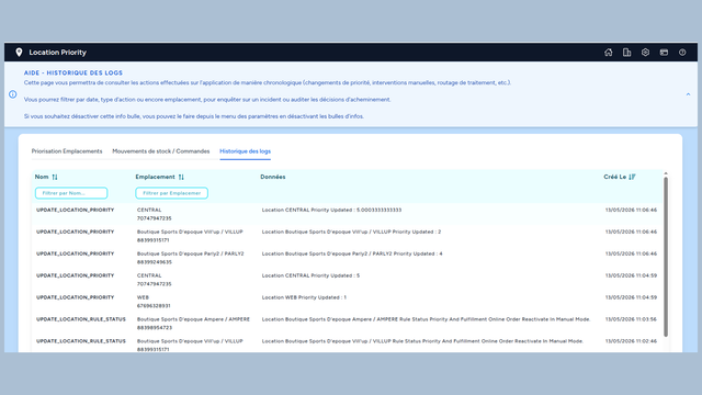 Logs history app