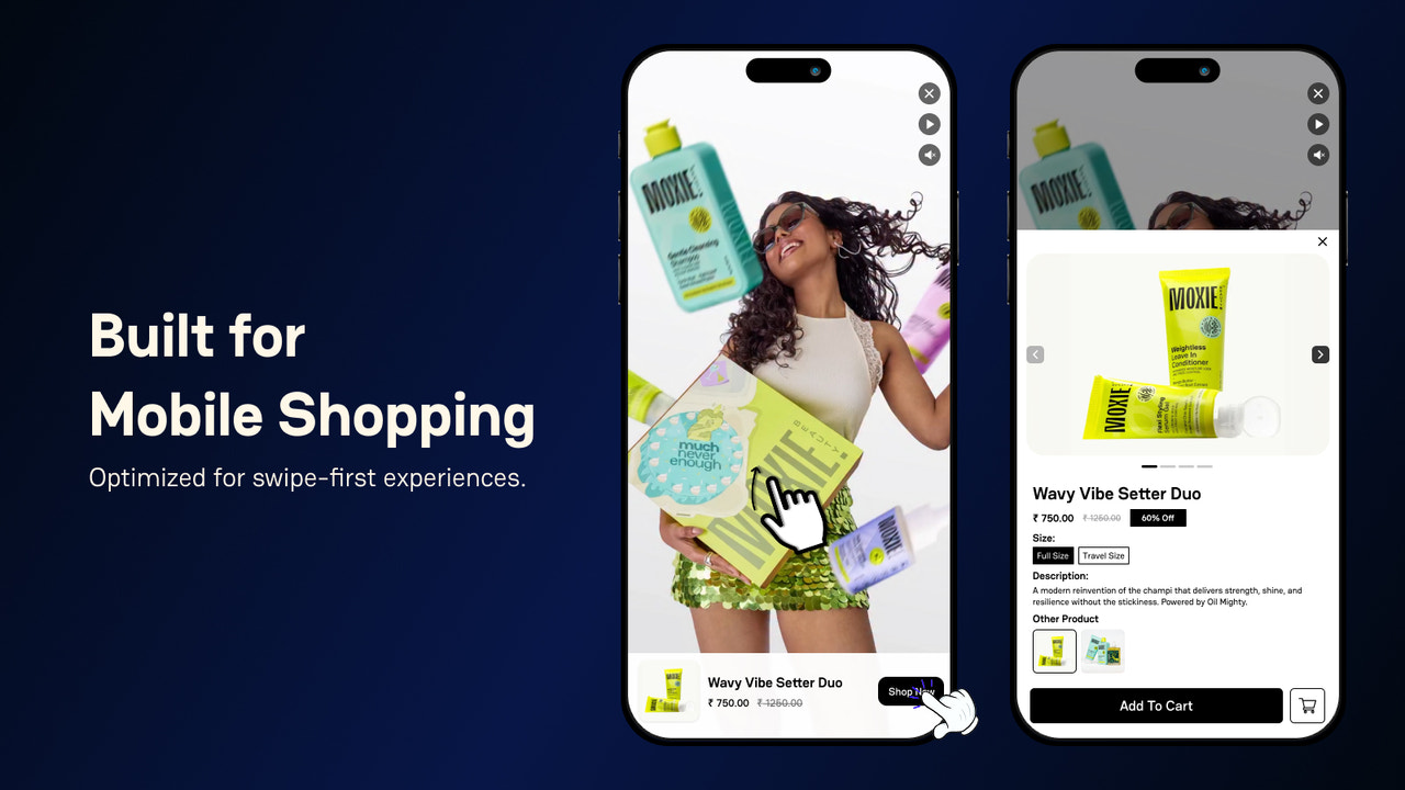 Mobile-optimized shoppable video experience
