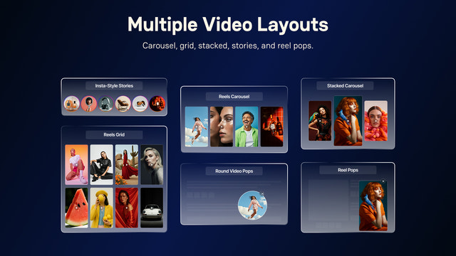 Multiple shoppable video layouts for Shopify stores