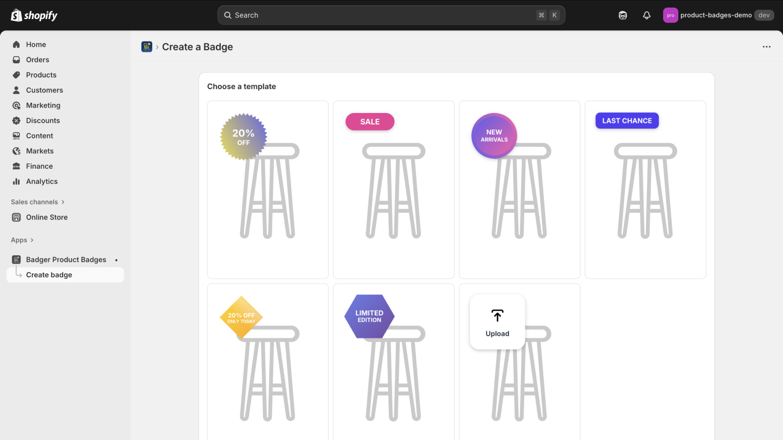 Product Labels Template Selection