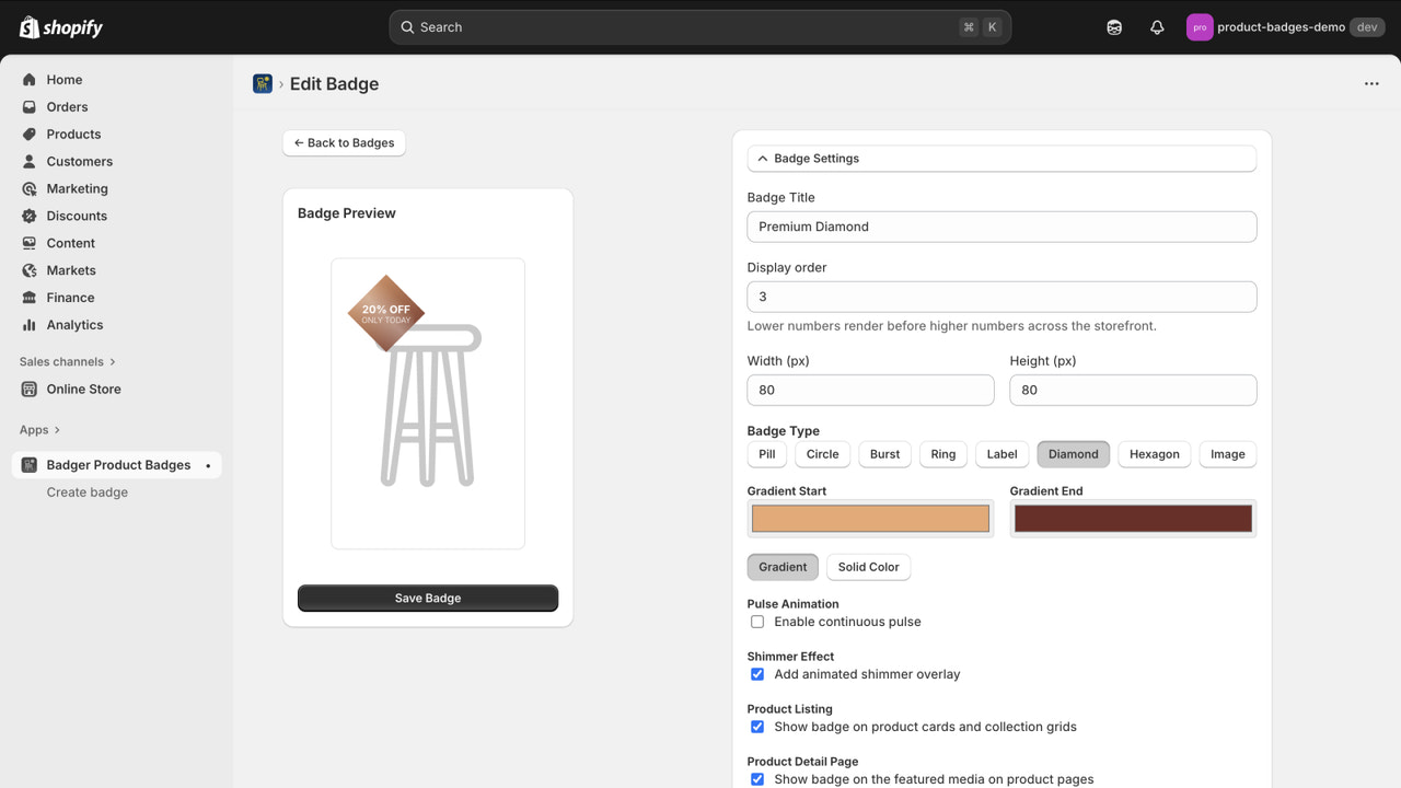 Product Labels Color Selection