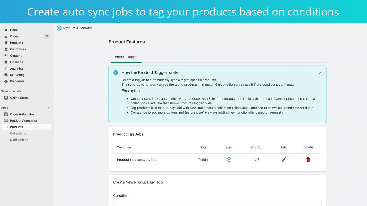 Auto tag products with sync jobs
