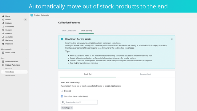 Smart sort collections, move stock to the end