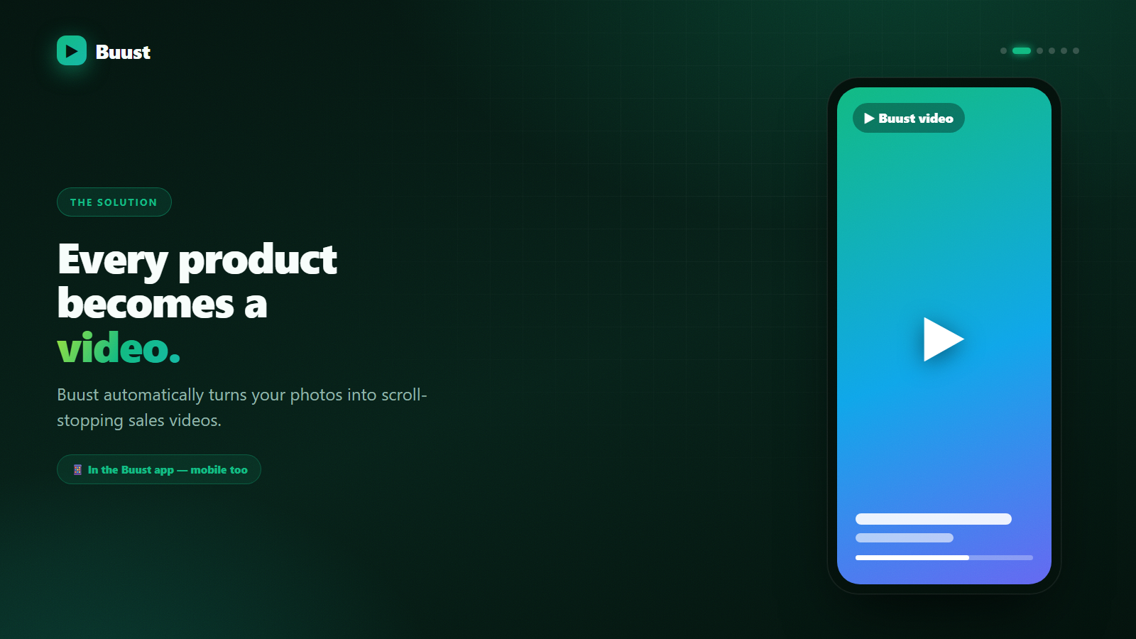 Phone playing a vertical product video on a product page	