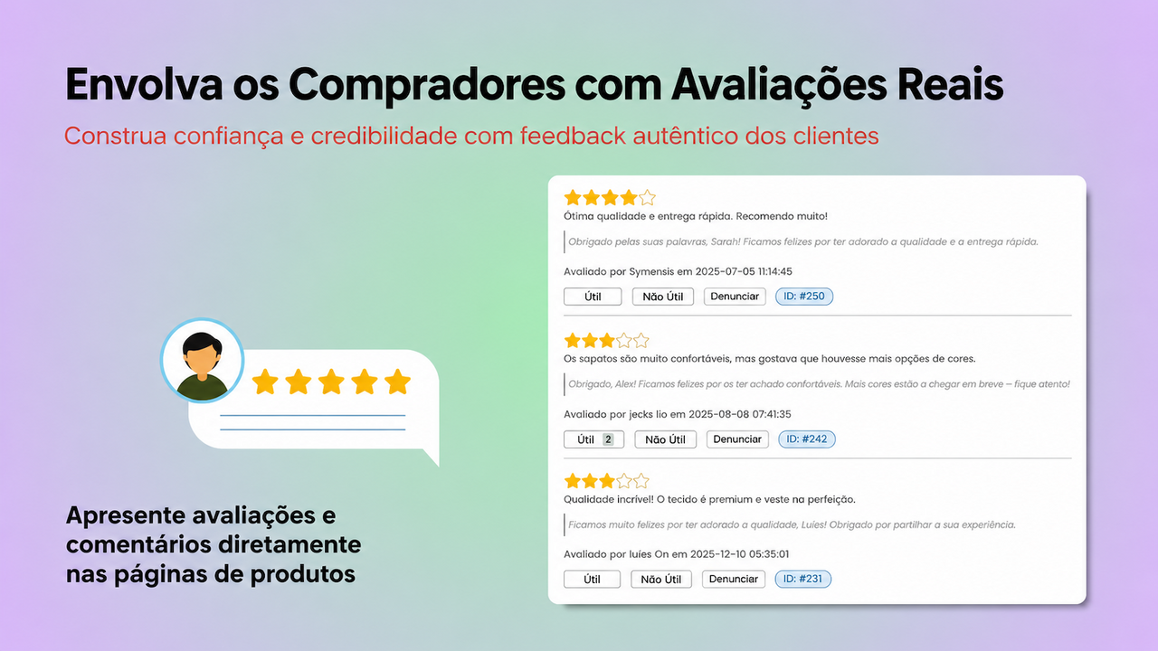 Envolva os consumidores com avaliações reais