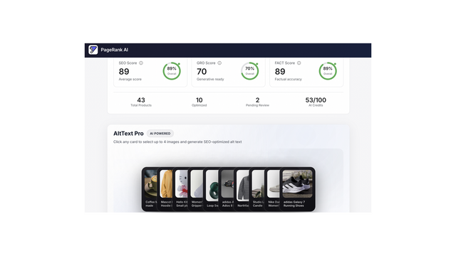 Dashboard Home screen with AltText feature