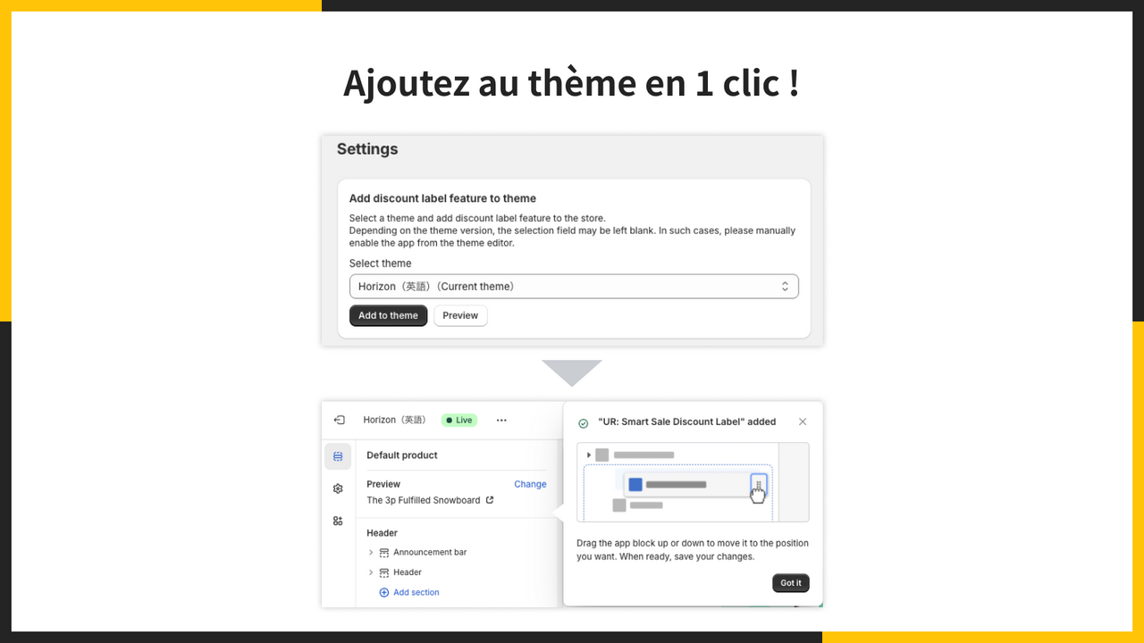 Ajoutez au thème en 1 clic !