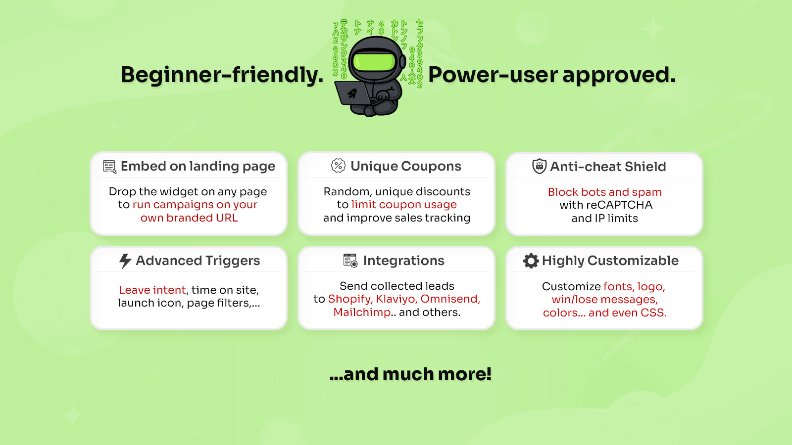 Embed on Landing Page, Integrations, Automatic Coupons and more.