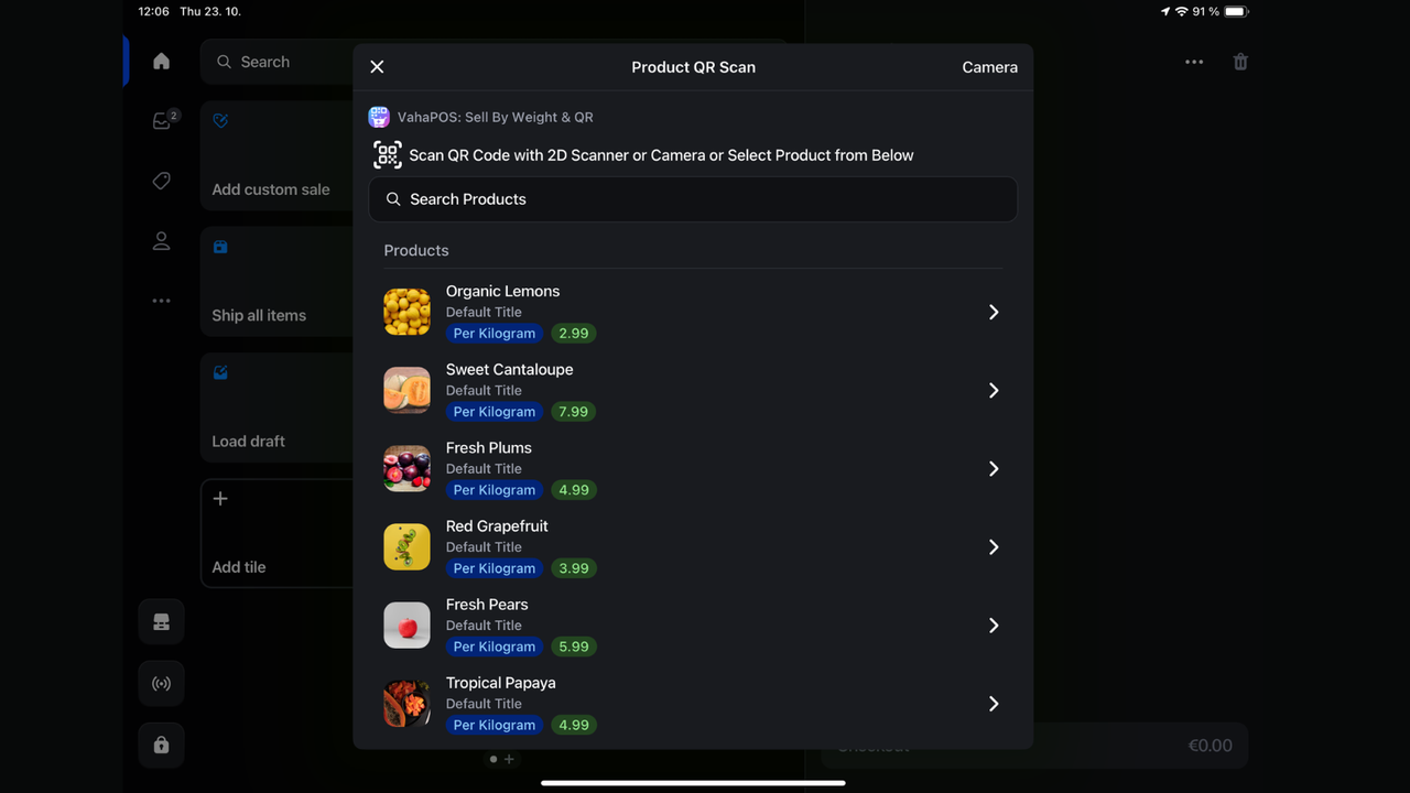 VahaPOS : Home Screen