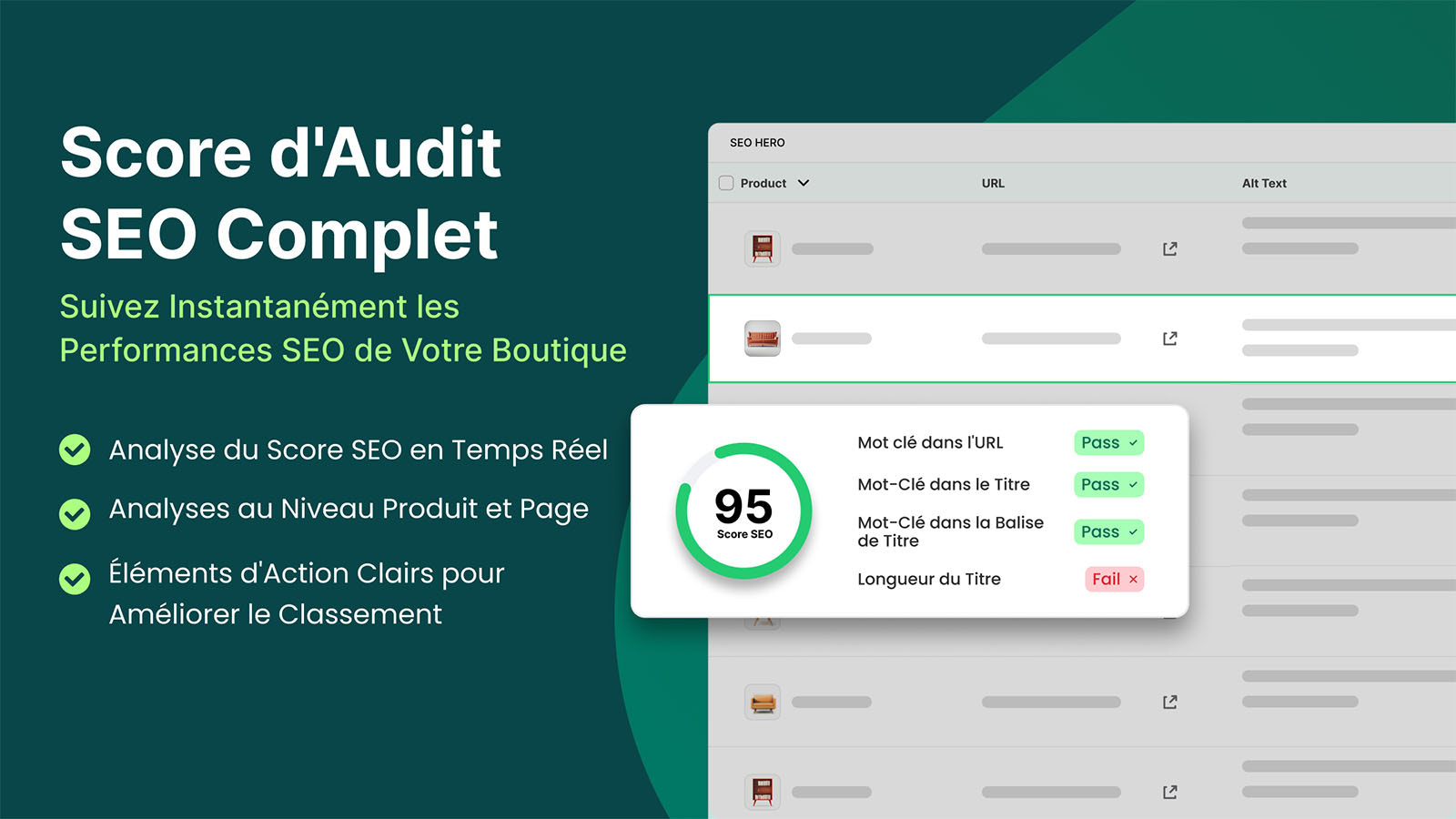 Optimisez votre boutique avec une analyse SEO intelligente.