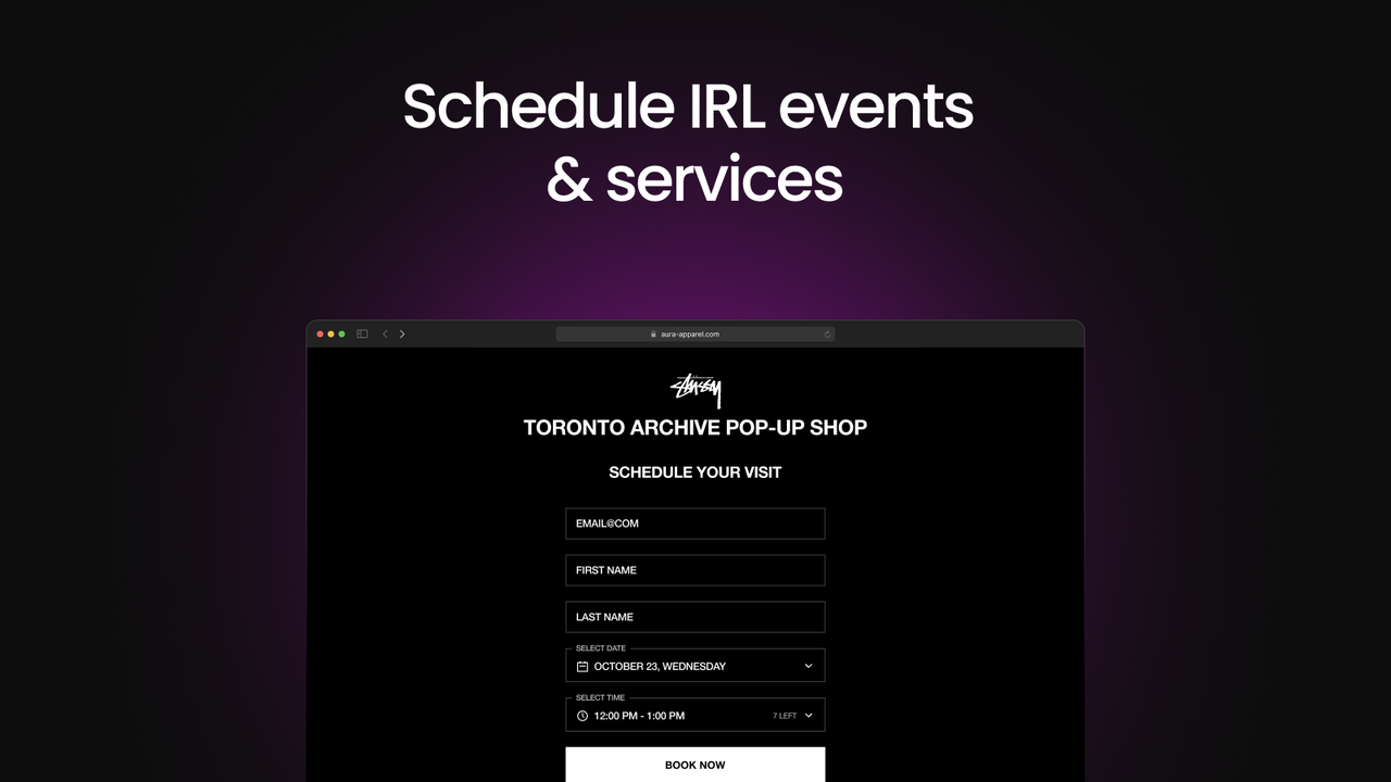 Scheduled IRL events & services.