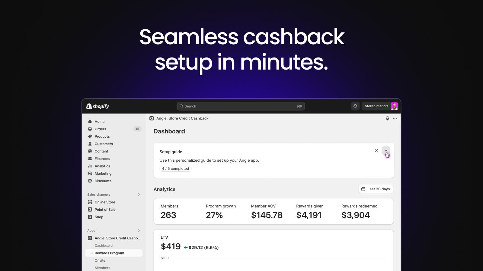 Setup a seamless cashback loyalty program in minutes.