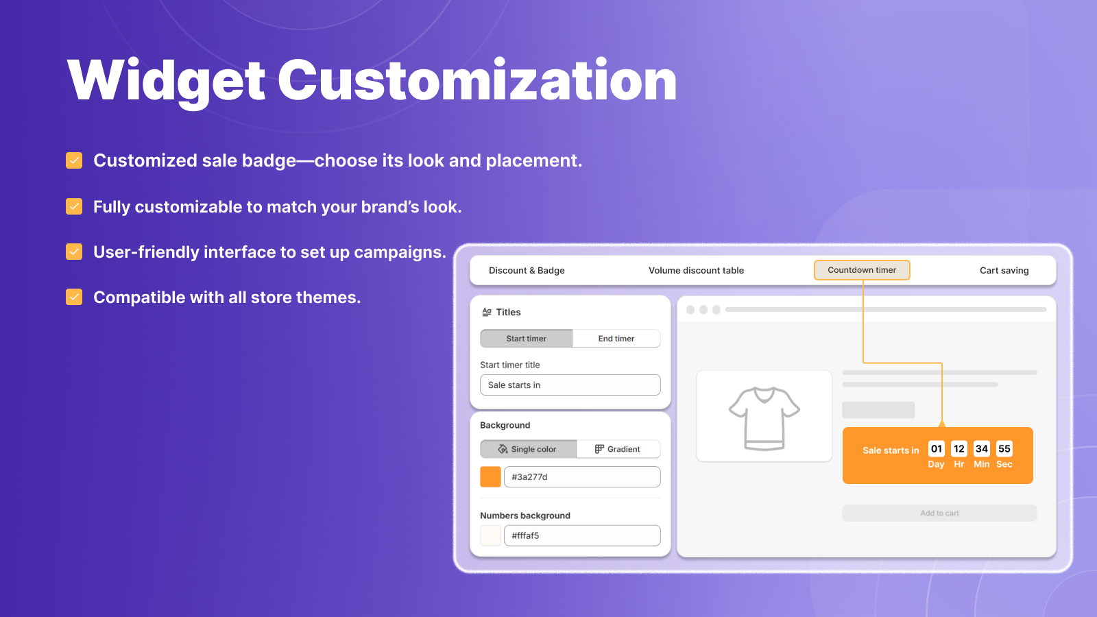 Widget customization settings and preview