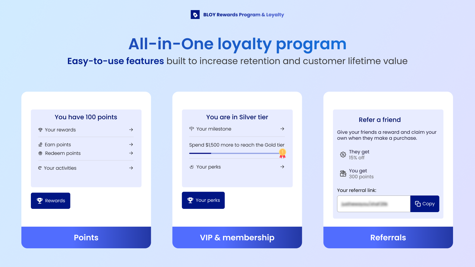 Build customer loyalty with points, rewards, and VIP tiers