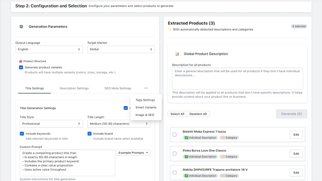 Convert text & files in SEO ready listing products