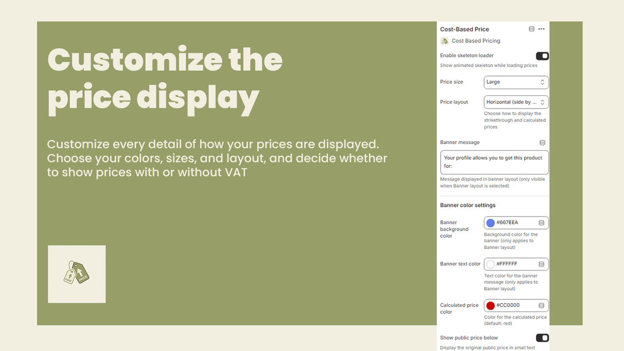 Price display customization