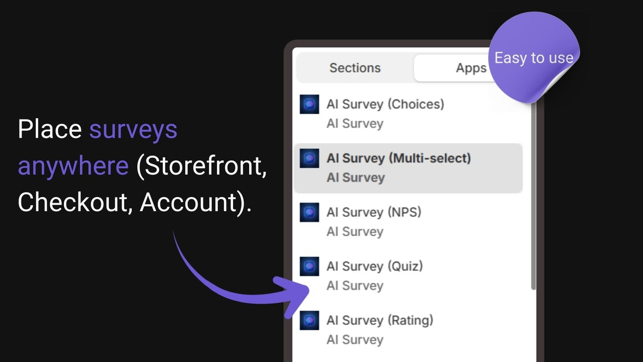 Shopify AI Survey AI App Sections