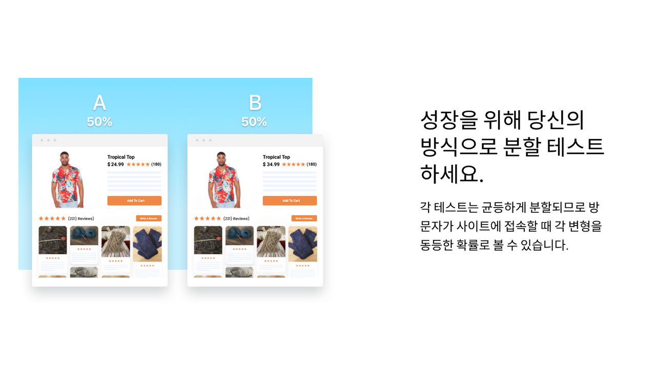 Elevate A/B 테스트는 트래픽을 분할합니다