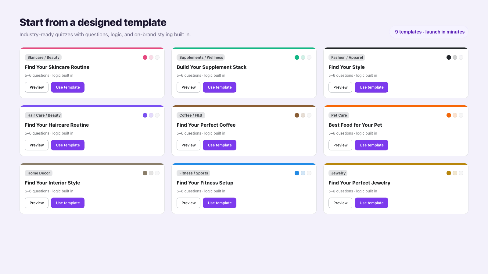 Industry templates