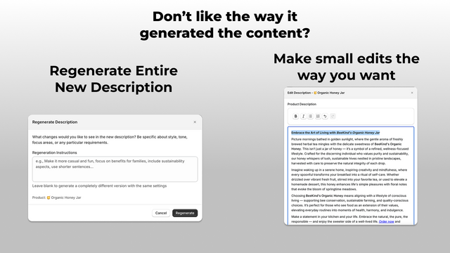 regenerate and make edits to the ai generated content