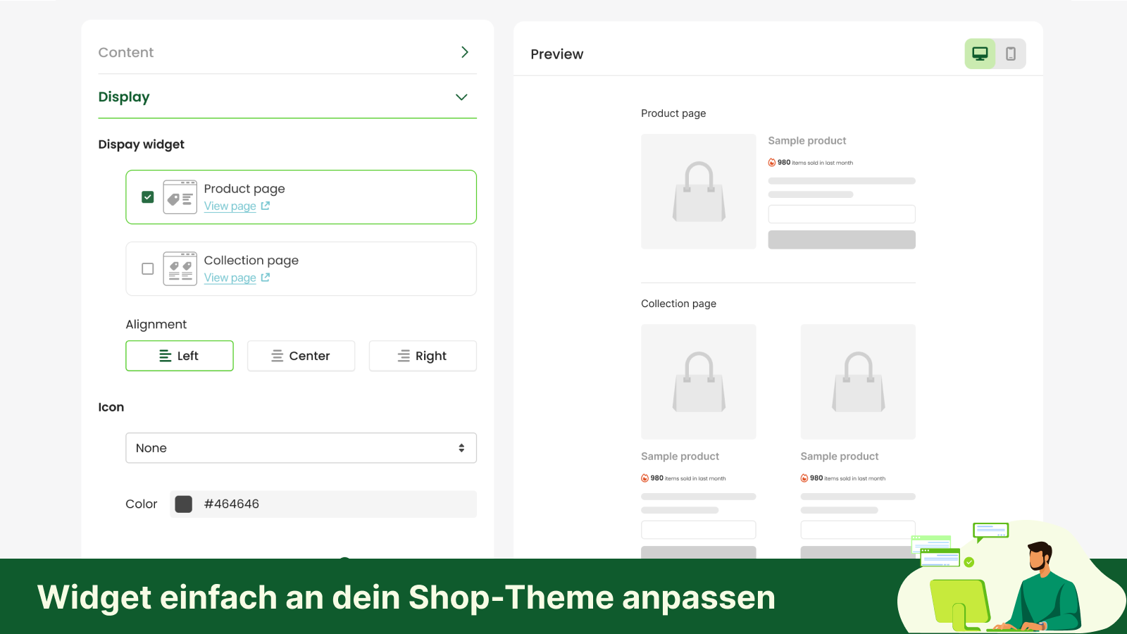 Verkaufszähler ans Design deines Shops anpassen