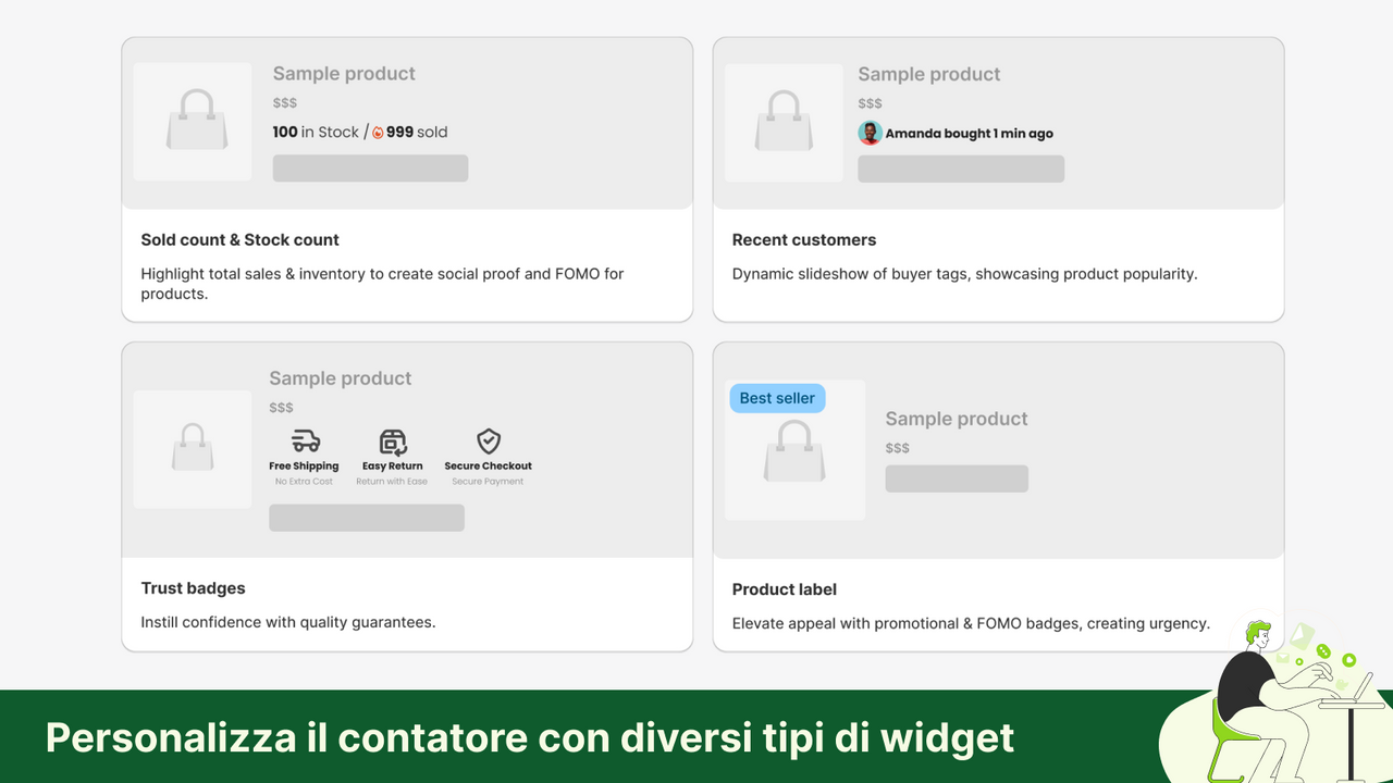Personalizza il contatore con diversi tipi di widget