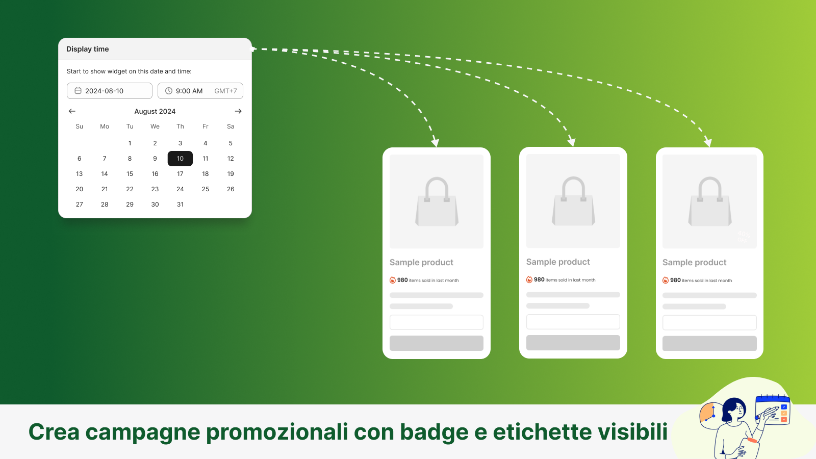 Crea campagne promozionali con badge e etichette visibili
