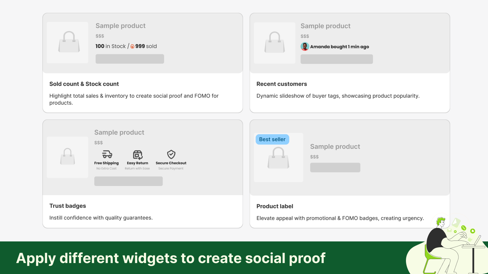 Increase product conversion with diverse types of widget