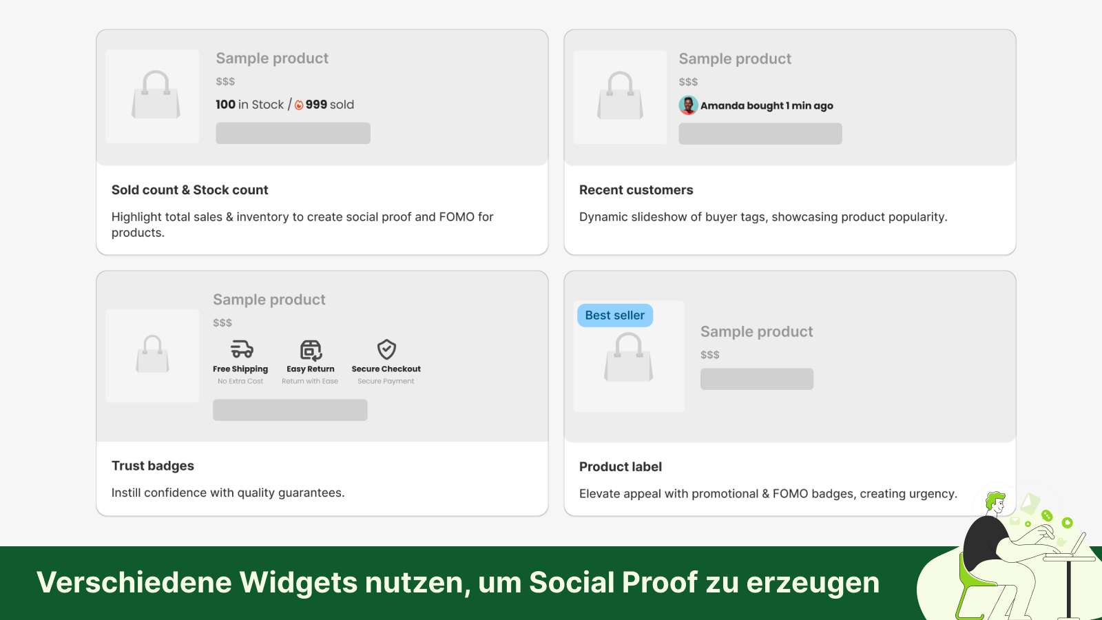 Verkaufszähler mit verschiedenen Widgets anpassbar