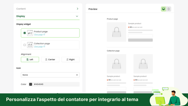 Personalizza l’aspetto del contatore per integrarlo al tema
