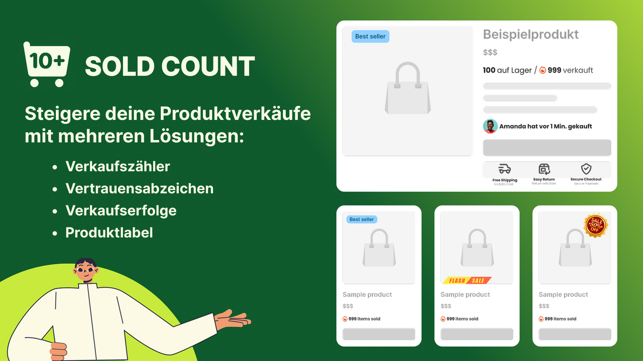 Verkaufszahlen auf Produkt- und Kategorieseiten anzeigen