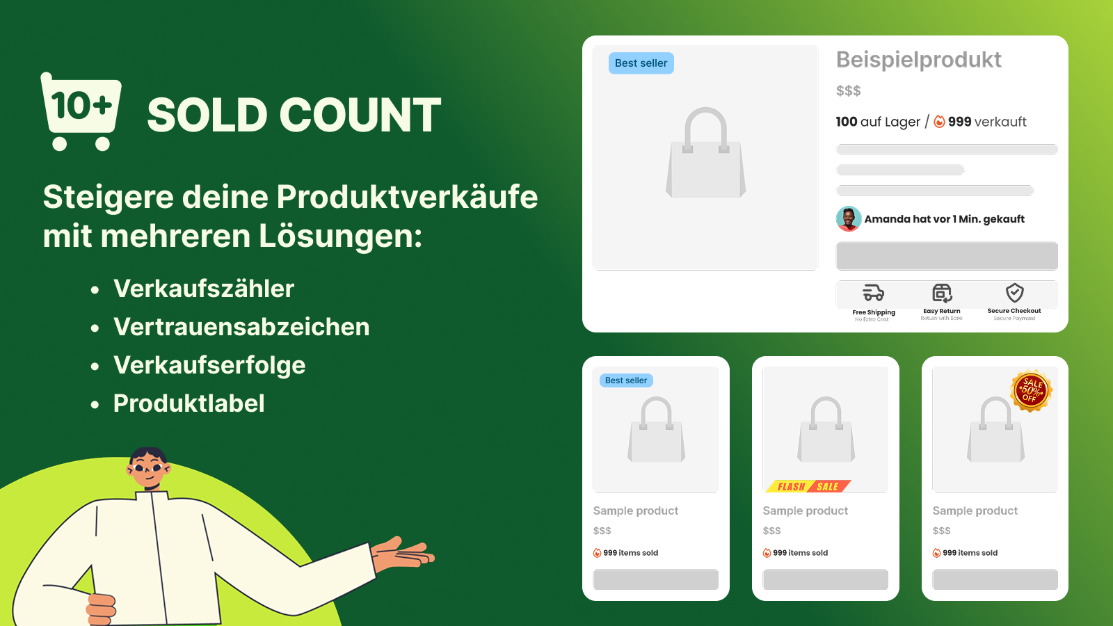 Verkaufszahlen auf Produkt- und Kategorieseiten anzeigen