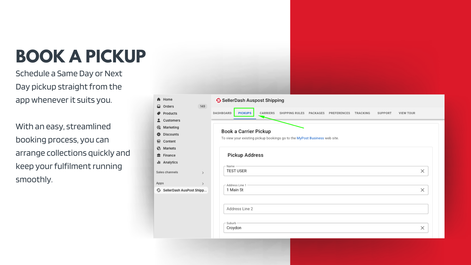 Schedule a Same Day or Next day pick up with Australia Post