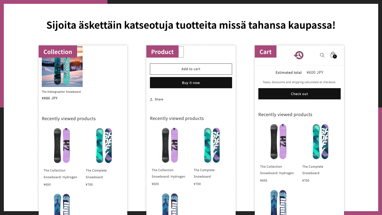 Sijoita äskettäin katseotuja tuotteita missä tahansa kaupassa!