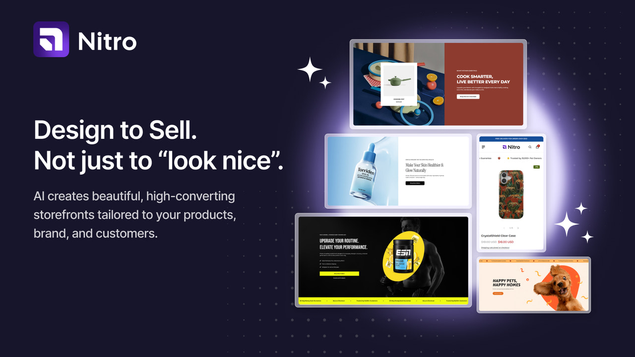 AI-generated store designs for multiple niches.