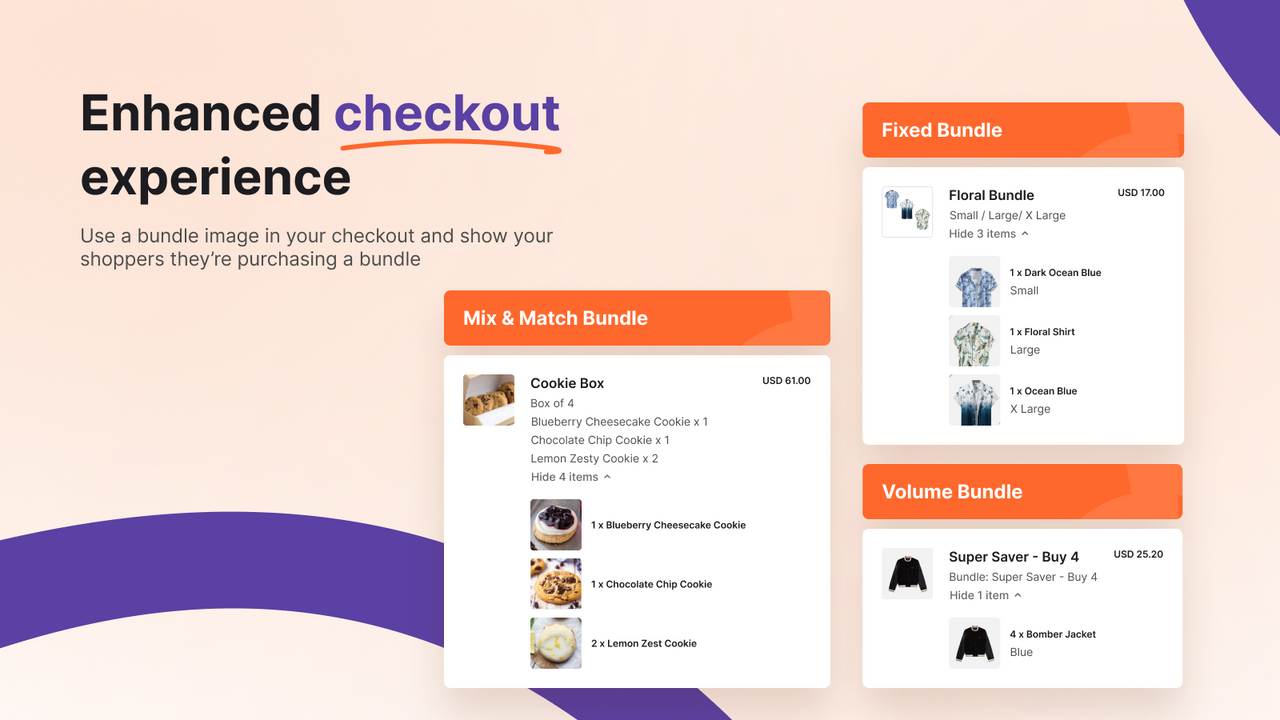 Let shoppers know they're buying a bundle in the checkout page