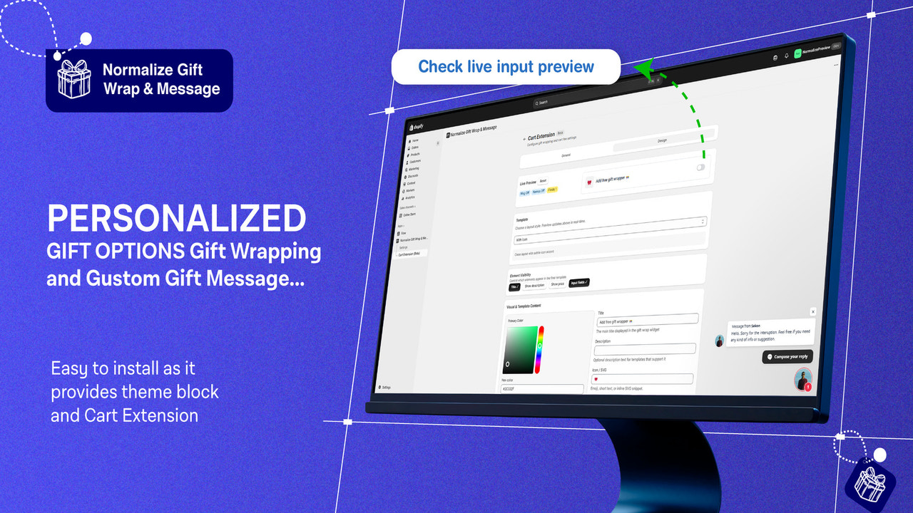 App admin widget customizer