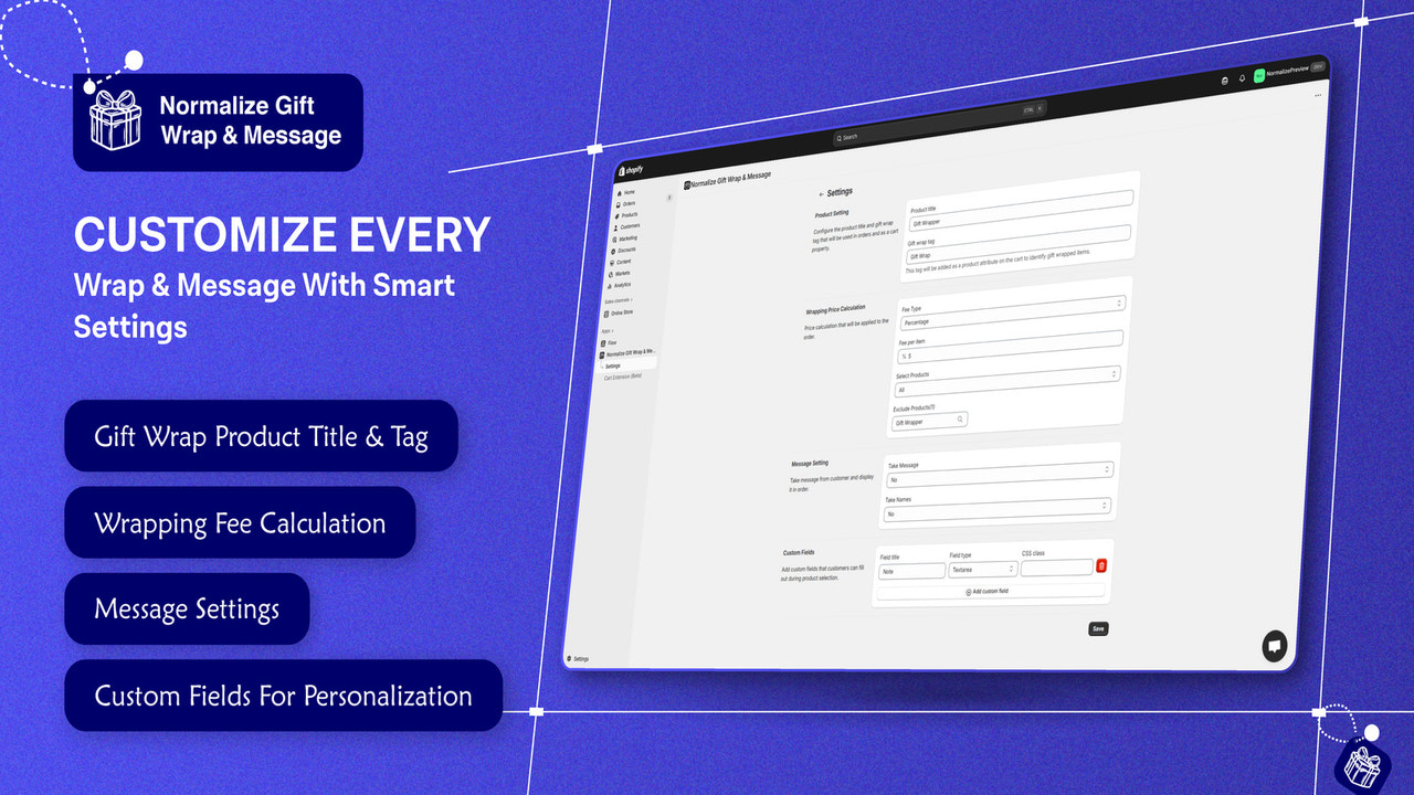 App admin settings page