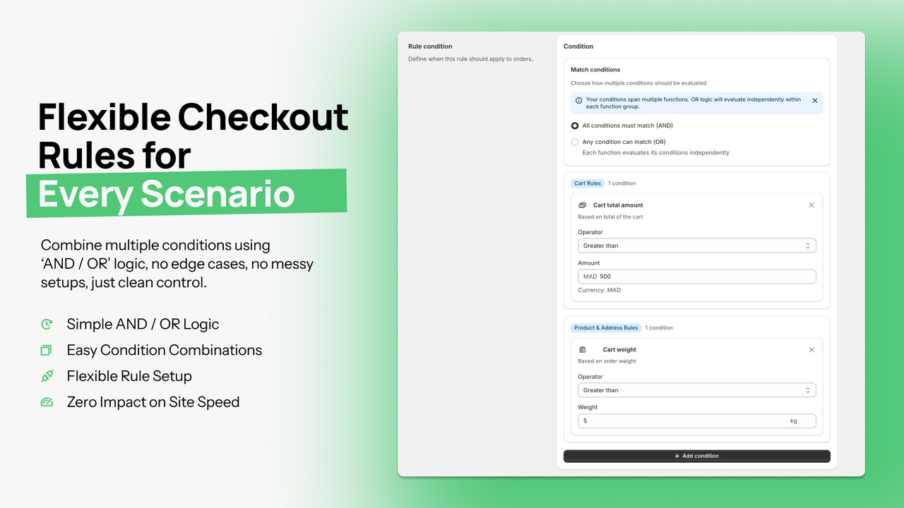 Flexible Checkout Rules for  Every Scenario