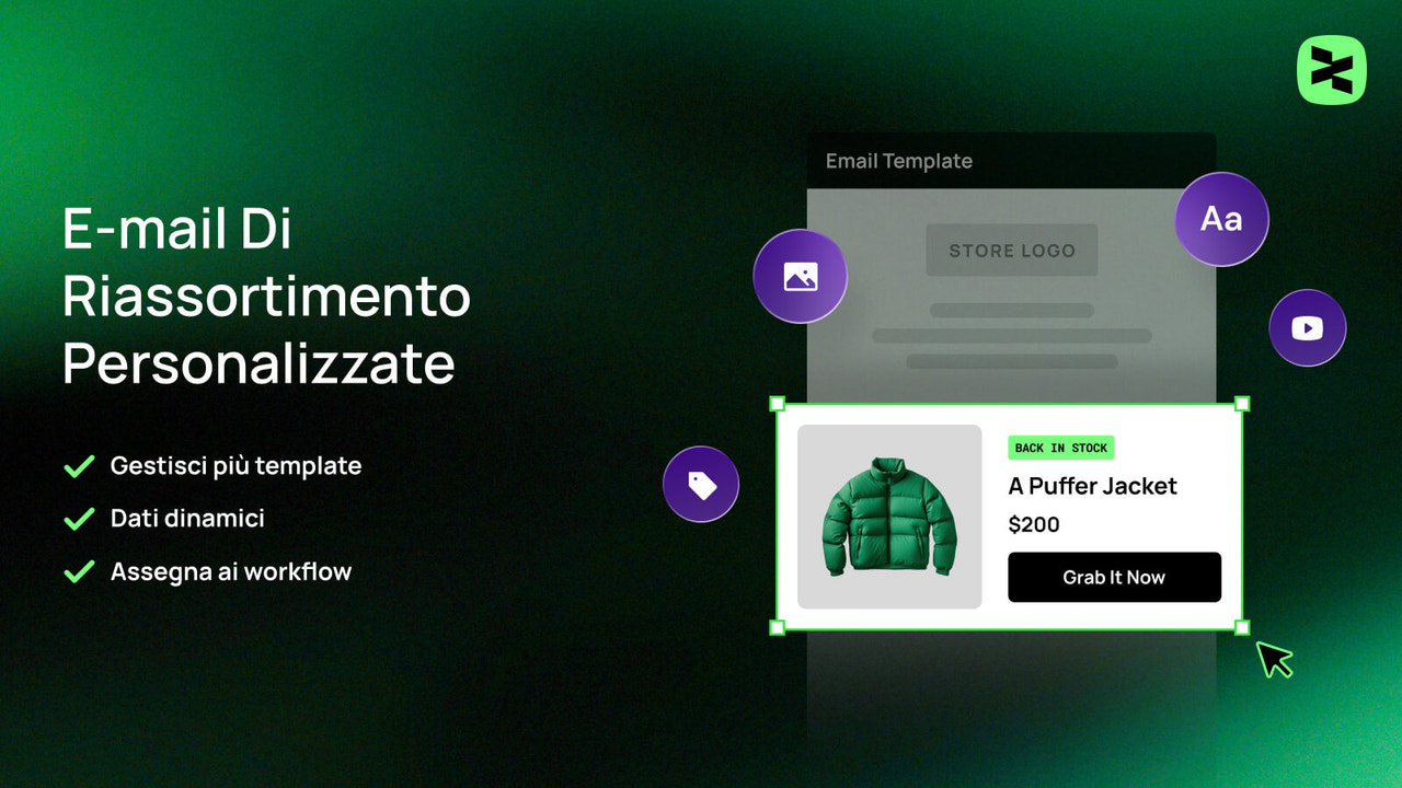 Progetta email di riassortimento personalizzate e di marca