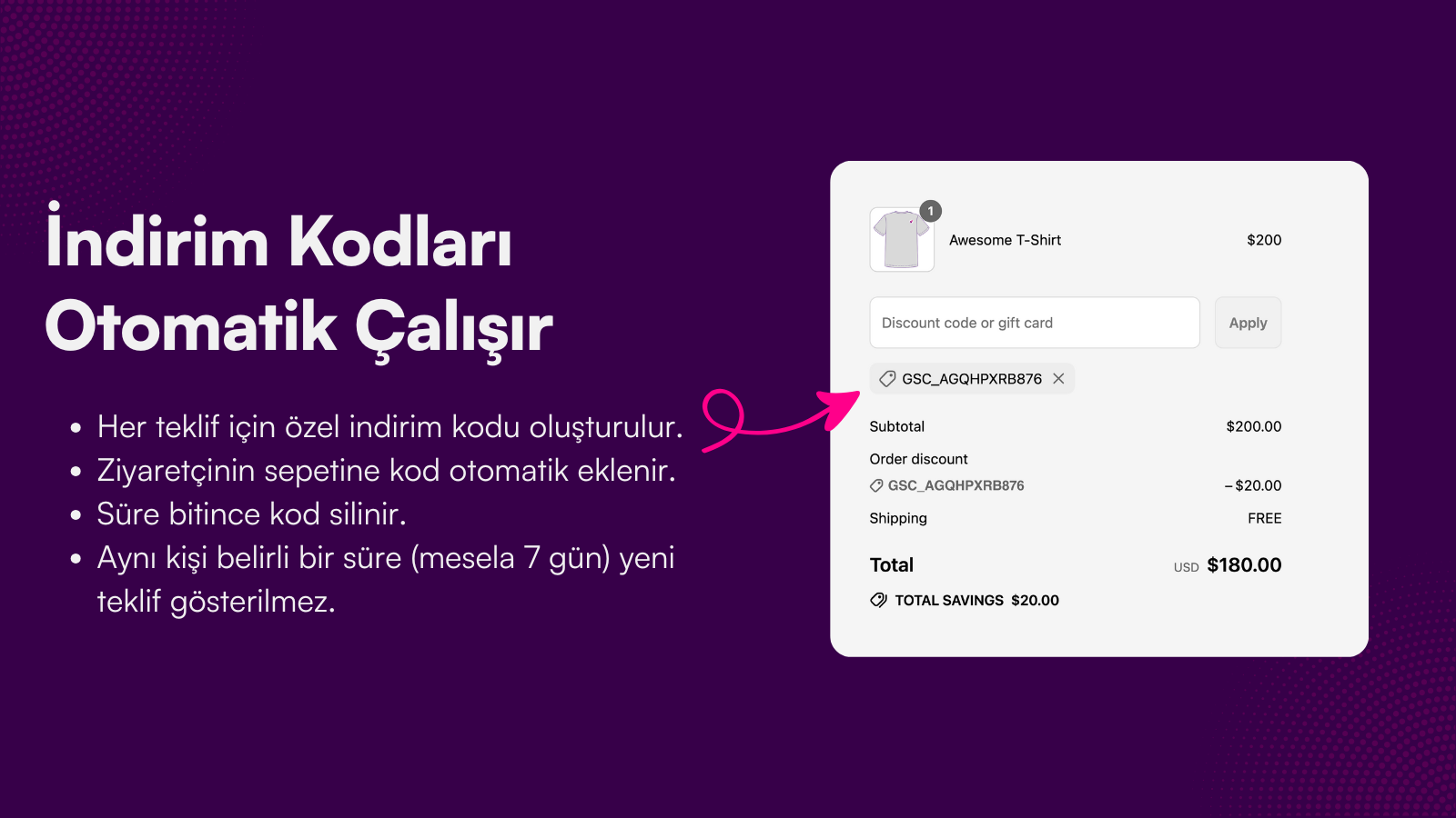 Ürün sayfasında anlık indirim yapın. Sepet sayfasında indirim.