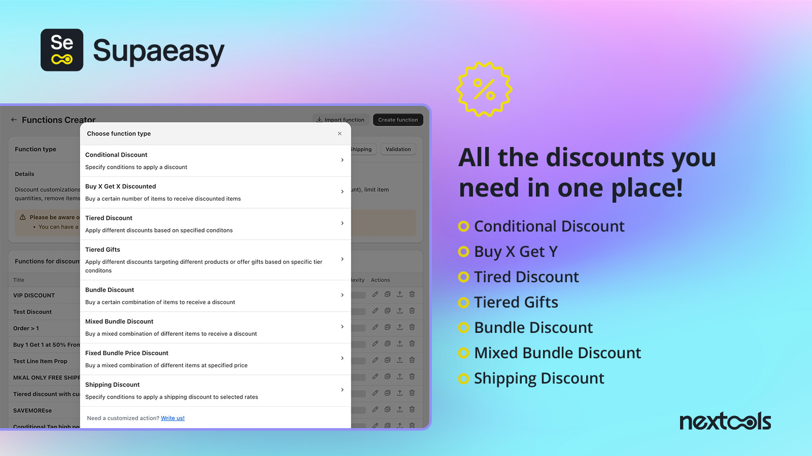 Supaeasy: all discounts manager (buy X get Y, tiered, bundle)