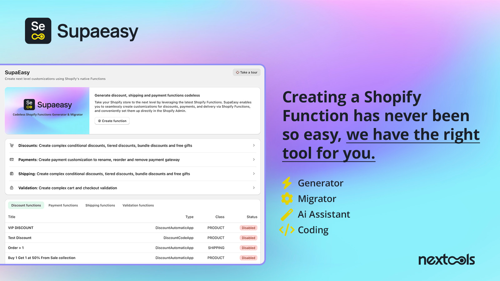 Supaeasy: Functions Generator, Migrator and AI Assistant