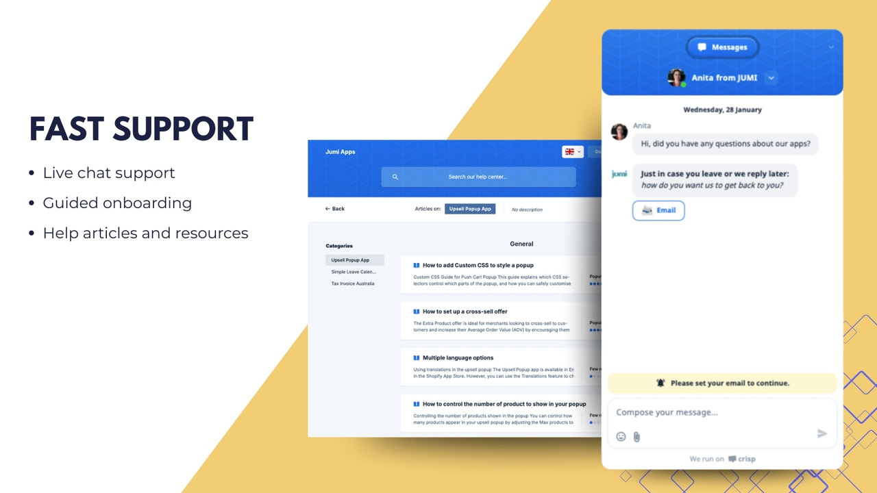Fast support via live chat.