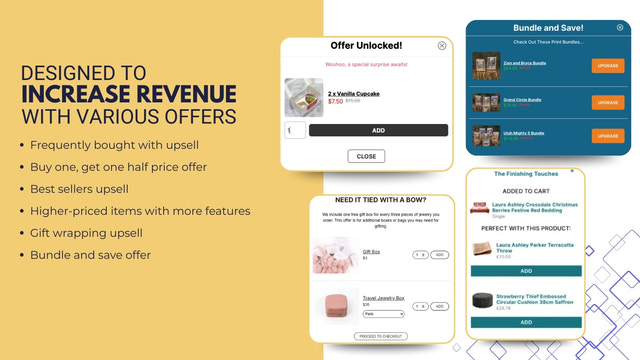 Designed to increase revenue with various upsell offers
