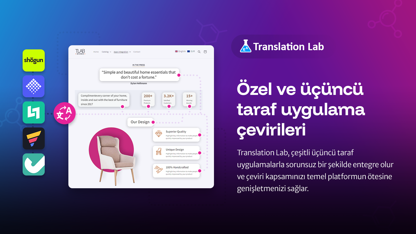 Translation Lab: Özel ve üçüncü taraf uygulama çevirileri