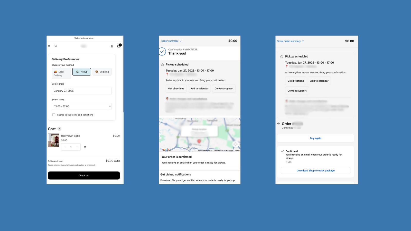 Customer interface during Online order